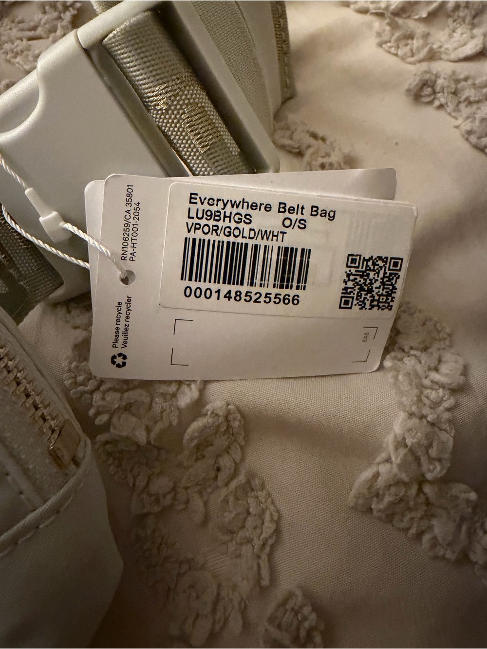 Lululemon Everywhere Belt Bag Vapor Gold White Wordmark Logo Crossbody Bag NWT - Picture 6 of 7